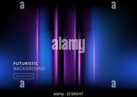 Modern futuristic vertical glowing pink and blue neon light in black background Stock Vector