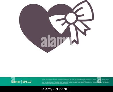 Gift Love Icon Vector Logo Template Illustration Design. Editable Vector EPS 10. Stock Vector