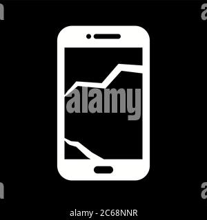 Unique Broken Cell Phone Vector Glyph Icon Stock Vector