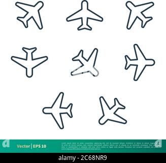 Set Plane Icon Vector Logo Template Illustration Design. Editable Vector EPS 10. Stock Vector