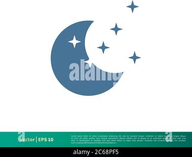 Moon and Star Icon Vector Logo Template Illustration Design. Editable Vector EPS 10. Stock Vector