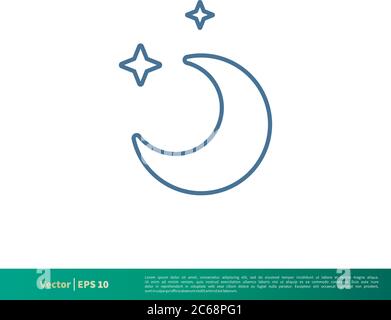 Moon and Star Icon Vector Logo Template Illustration Design. Editable Vector EPS 10. Stock Vector