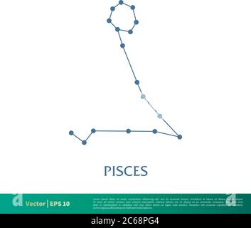 Pisces - Constellation Star Icon Vector Logo Template Illustration Design. Editable Vector EPS 10. Stock Vector