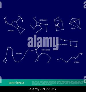 Set Constellation Star Icon Vector Logo Template Illustration Design. Editable Vector EPS 10. Stock Vector