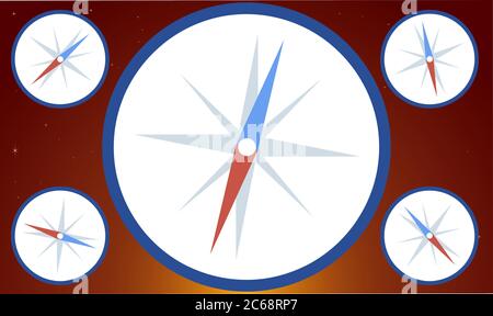 digital textile design of compass on abstract backgrounds Stock Vector