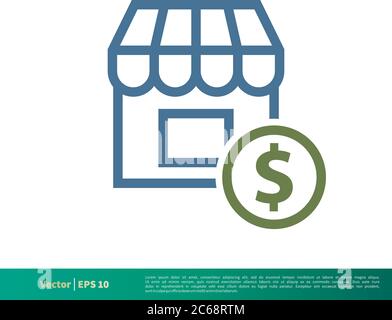 Dollar Shop, Store Icon Vector Logo Template Illustration Design. Editable Vector EPS 10. Stock Vector