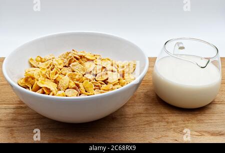 Cornflakes in a bowl isolated on white Stock Photo