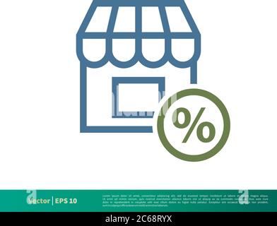 Percent Shop, Store Icon Vector Logo Template Illustration Design. Editable Vector EPS 10. Stock Vector