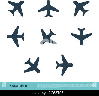 Set Plane Icon Vector Logo Template Illustration Design. Editable Vector EPS 10. Stock Vector
