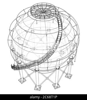 Spherical gas tank outline. 3D illustration Stock Photo