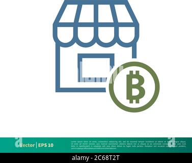 Bitcoin Shop, Store Icon Vector Logo Template Illustration Design. Editable Vector EPS 10. Stock Vector