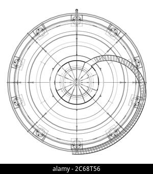 Spherical gas tank outline. 3D illustration Stock Photo