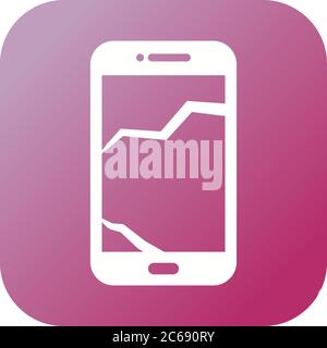 Unique Broken Cell Phone Vector Glyph Icon Stock Vector