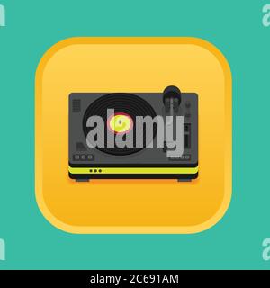 Player for vinyl record. Music flat vector illustration. Stock Vector