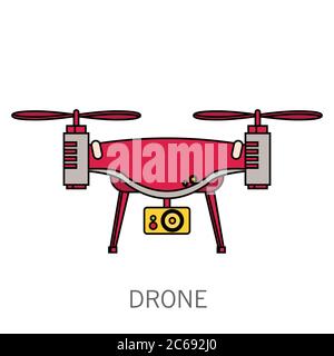 Quadcopter simple icon on white background. Vector illustration. Stock Vector