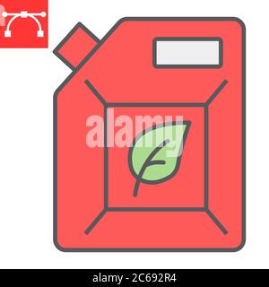 Biofuel color line icon, oil and ecology, jerrycan sign vector graphics, editable stroke colorful linear icon, eps 10. Stock Vector