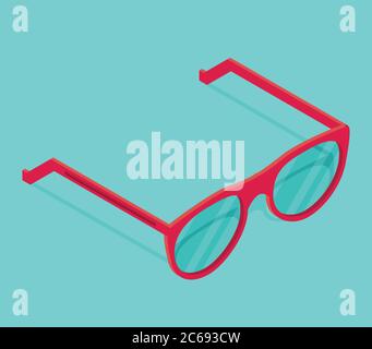 Isolated isometric pink sunglasses. Stock Vector