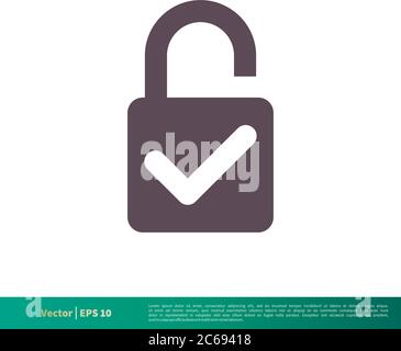 Padlock Check Mark Icon Vector Logo Template Illustration Design. Editable Vector EPS 10. Stock Vector