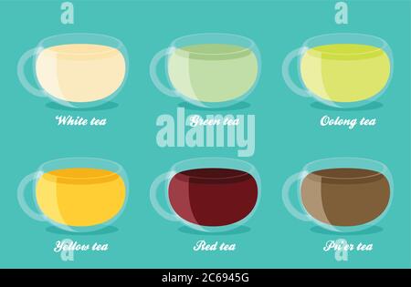 Tea Types Infographics. Vector tea drinks guide in flat style Stock Vector