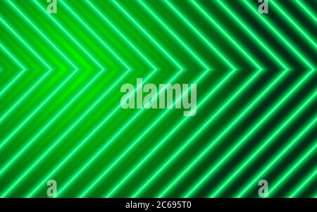 Neon arrows on green background, technology design element for poster, flyer with luminous lines Stock Vector