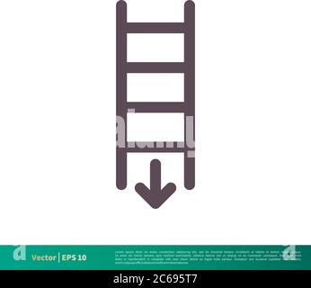 Down Arrow Ladder Icon Vector Logo Template Illustration Design. Editable Vector EPS 10. Stock Vector
