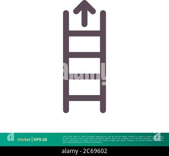Up Arrow Ladder Icon Editable Vector Logo Template Stock Vector