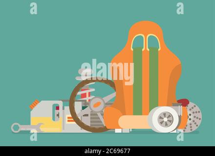 automotive spare parts flat design Stock Vector