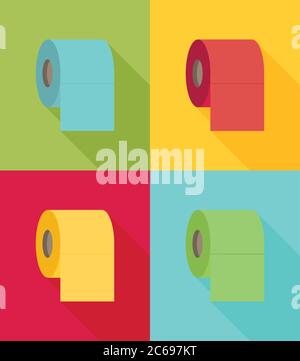 Toilet paper color set flat icon. Modern flat icon vector Stock Vector