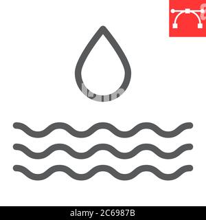 Water resources line icon, environment and ecology, water drop sign vector graphics, editable stroke linear icon, eps 10. Stock Vector