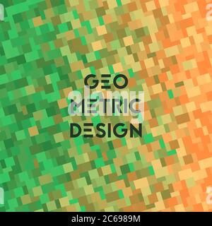 Background with geometry texture. Vector illustration. Gradient green and orange. Stock Vector