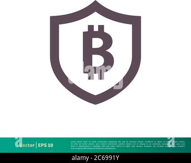 Bitcoin Money Shield Icon Vector Logo Template Illustration Design. Editable Vector EPS 10. Stock Vector