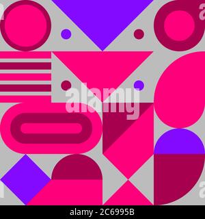 Bauhaus print, geometric seamless retro pattern with shapes, geometric composition, hipster modern abstract background Stock Vector
