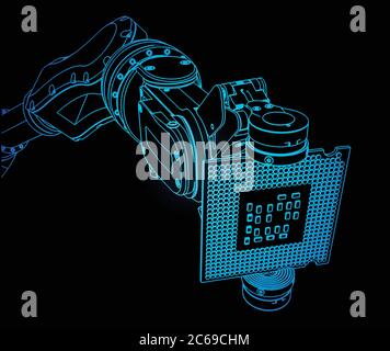 Vector illustration on the theme of robotics and integrated ...