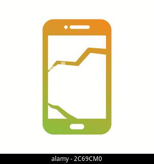 Unique Broken Cell Phone Vector Glyph Icon Stock Vector