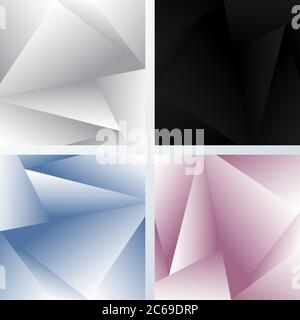 Set of abstract background 3D white, gray, black, blue and pink geometric low polygon. Vector illustration Stock Vector