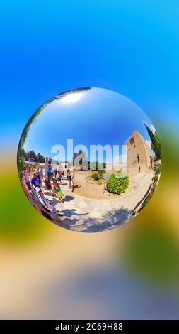 Tourists viewing Kolossi Castle in Cyprus Stock Photo