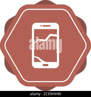 Unique Broken Cell Phone Vector Glyph Icon Stock Vector