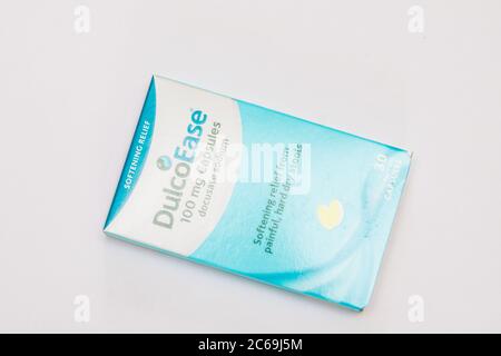A package of DulcoEase medicine for heartburn, gas and bloating on an isolated background Stock Photo