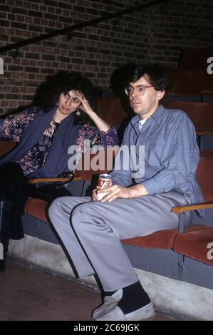 Helen Liebmann and Simon Jeffes from the Penguin Cafe Orchestra doing a sound check at the Mermaid Theater. London, 12/16/1984 | usage worldwide Stock Photo