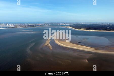 coastal area Voordelta, industrial and port area Maasvlakte in background, Netherlands Stock Photo