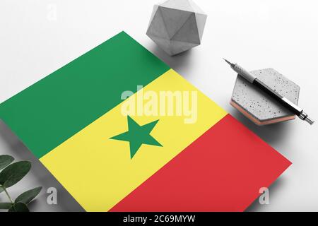 Senegal flag on minimalist letter background. National invitation ...