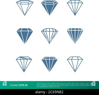 Set Diamond Icon Vector Logo Template Illustration Design. Editable Vector EPS 10. Stock Vector