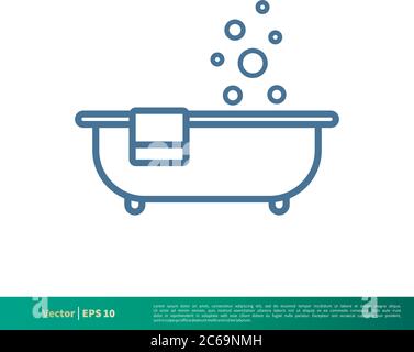 Bathtub Icon Vector Logo Template Illustration Design. Editable Vector EPS 10. Stock Vector