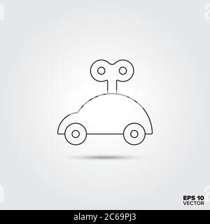 Windup Car Line Icon Vector Stock Vector
