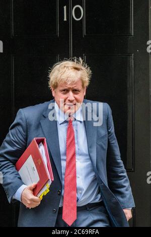 London, UK. 08th July, 2020. Prime Minister Boris Johnson leaves No.10 Downing Street - following Chancellor, Rishi Sunak who left No.11 Downing Street, to deliver a summer economic update in a statement to Parliament. It will not be a Budget but more like the Spending Review. Credit: Guy Bell/Alamy Live News Stock Photo