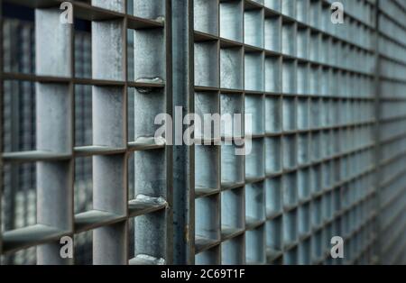 fence made from zinc metal grid Stock Photo