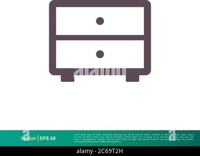 Cabinet Drawer Interior Icon Vector Logo Template Illustration Design. Editable Vector EPS 10. Stock Vector