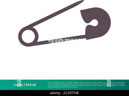 Safety Pin, Sewing Icon Vector Logo Template Illustration Design. Editable Vector EPS 10. Stock Vector