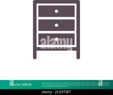 Cabinet Drawer Interior Icon Vector Logo Template Illustration Design. Editable Vector EPS 10. Stock Vector