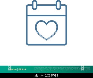 Love, Valentine Calendar Icon Vector Logo Template Illustration Design. Editable Vector EPS 10. Stock Vector